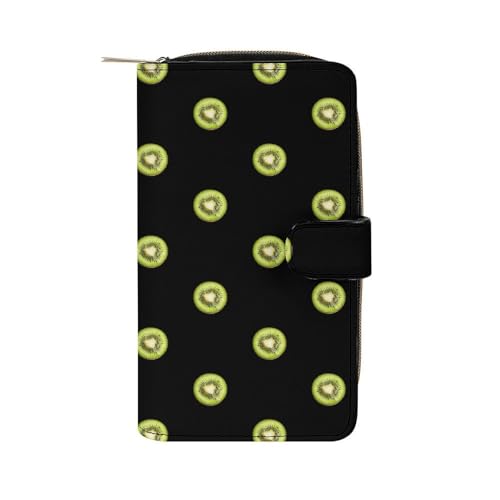 Kiwi Fruit with Heart Printed Wallet RFID Blocking Credit Card Holder Wallet Travel Slim Clutch Gifts for Men Women