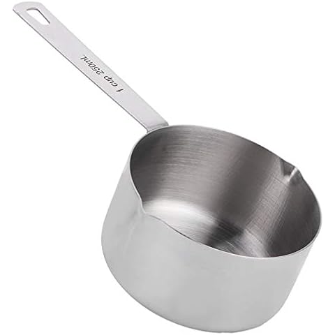 KUIKUI Measuring Spoon, Stainless Steel Measurements Scoop with Scales for Liquid & Dry Ingredients, Kitchen Supply for Cooking, Baking, Silver(1cup 250ml) Cover