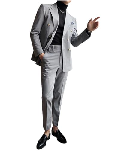 Costume homme deux pièces boutonné pour corriger la silhouette lors des mariages d'été