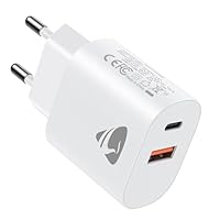 Prise USB C, 20W Chargeur USB C Chargeur Rapide iPhone, PD+QC Multiple Prise Secteur USB Type C Adaptateur pour iPhone 17 16 15 14 13 12 11 Pro Max Plus Mini X XS XR SE 8 7 6S, iPad, Samsung Galaxy
