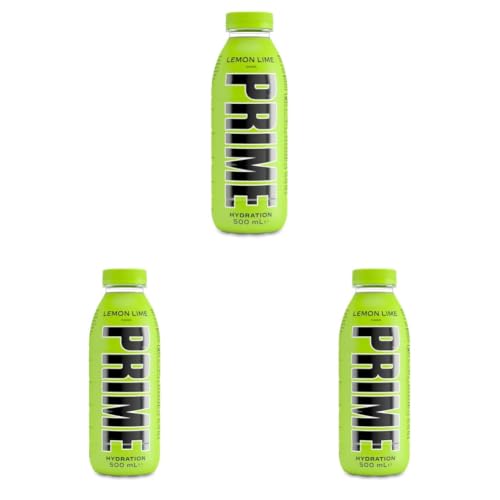 Image of PRIME HYDRATION Lemon Lime Hydration Drink, 16.9 Fl oz / 500 Ml (Pack of 3)