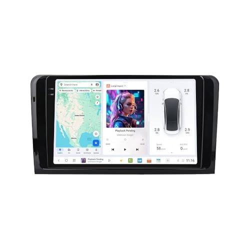 MekedeTech DUDUAUTO DUDU6 Android Screen for Mercedes Benz M-Class GL-Class 2005-2011 Android Car Radio 9.5 inch Wireless Carplay Head Unit,8G RAM 256GROM