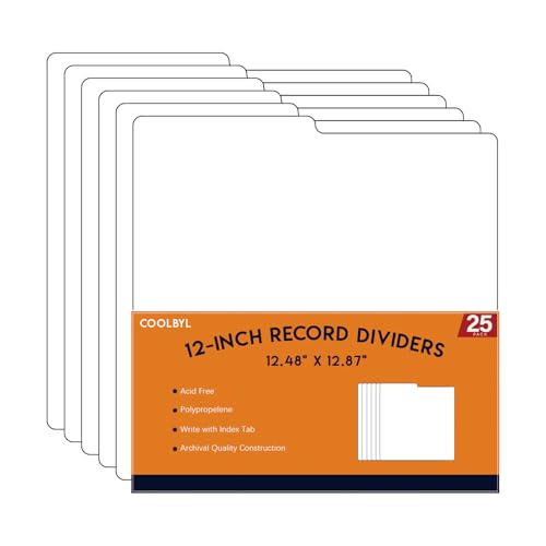 Coolbyl 12-Inch Vinyl Record Dividers &ndash; 25 Pack Album Protector for Records, Books & Collectibles...