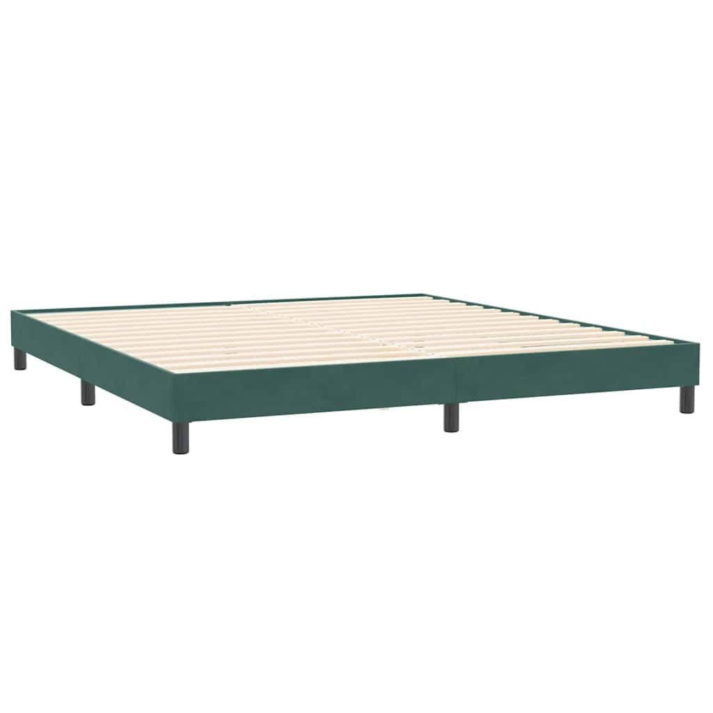 Cama con somier, color verde oscuro, 180 x 220 cm, funda de tela de terciopelo, con colchón de muelles ensacados, cabecero ajustable y cubrecolchón para dormitorio, descanso