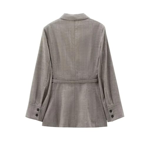 Women's Slim Blazer with Belt Notched Lapel Long Sleeve Office Business Jacket2