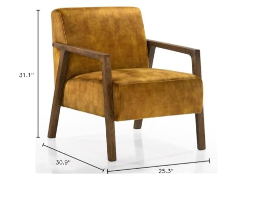 Sillón con estructura de madera y tela dorado miniatura 3