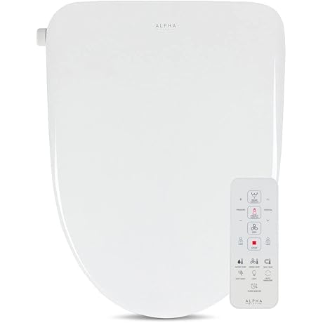ALPHA BIDET UX Pearl Bidet Toilet Seat, Elongated White