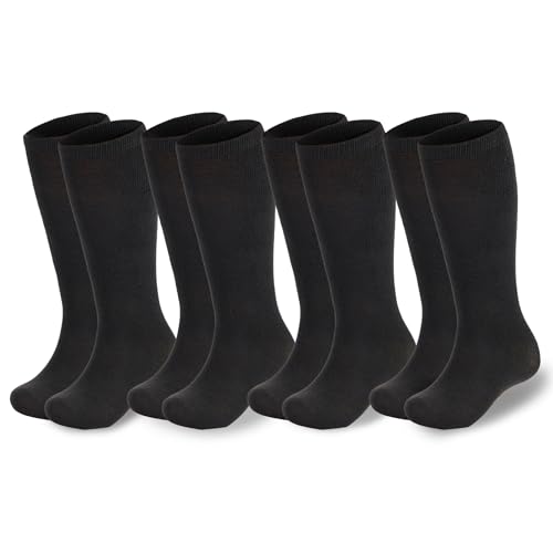 American Trends 4 Pairs Toddler Soccer Socks Kids Youth Baseball Sock Boys Girls knee High Striped Socks Cotton Tube Sock