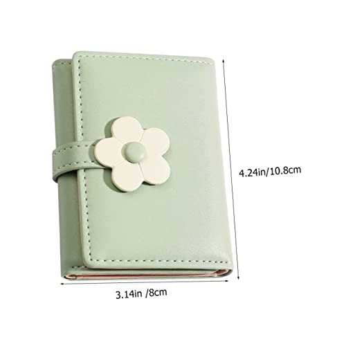 Beaupretty Korean Style Trifold Student Wallet with Flower Pattern Cute PU Coin Purse and Key Change Holder for Lightweight Card Organizer for Teachers and Office Workers Green2