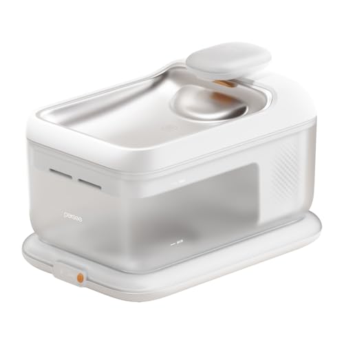PETSEE Cordless Pet Water Fountain, Automatic Cat Water Founatin Battery Operated, 4.5L with Stainless Steel Tray for Cats Dogs Multiple Pets Indoor, Wirelss Water Pump and Ultra-Quiet S7 Air White