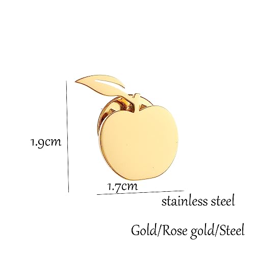 Image of Stainless Steel Dainty Apple Men Brooch Lapel Pins Women Clasp Clips