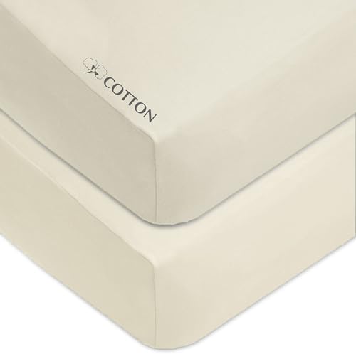American Baby Company 2 Pack Fitted Crib Sheets 52x28", Cream
