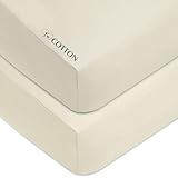 American Baby Company 2 Pack 100% Natural Cotton Fitted Crib Sheets 52" x 28" - Soft, Breathable, Hypoallergenic & Gentle Toddler Bed Sheets, Cream, Neutral for Boys & Girls