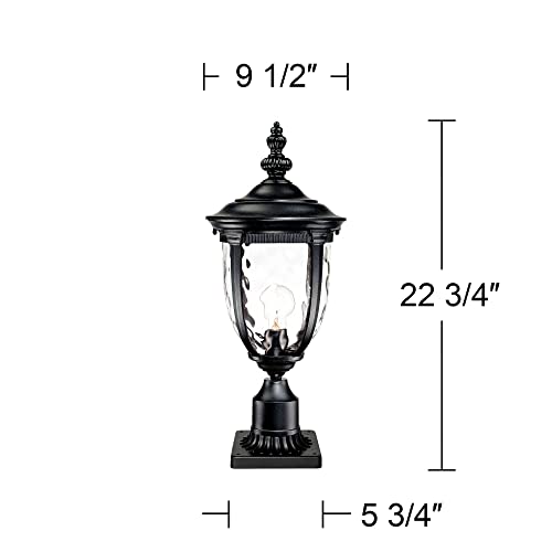 John Timberland Bellagio Traditional Post Light Pier Mount Textured Black 22 3/4" Clear Hammered Glass For Exterior House Porch Patio Outside Deck Garage Yard Garden Driveway Home Lawn Walkway #TOP3