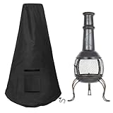 WISCLASS Abdeckung für Terrassenofen, Wasserdicht, Winddicht, UV-Beständiges, Schwerlast Reißfest Oxford-Gewebe Terrassenheizer Gartenkamin Abdeckung (122x21/61cm) - Schwarz