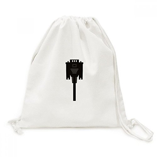Sac à cordon en toile noire avec motif câble d'écran d'affichage