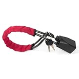 Universal-Lenkradschloss mit Sicherheitsgurtbuchse, 5 mm dickes geflochtenes Stahlseil 3 Schlüsseln, Diebstahlsicherung Für Autos Suvs Usw(Red)