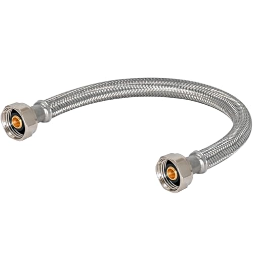 Image of Eastman 24 Inch Steel-Flex Faucet Connector, Braided Stainless Steel Supply Line with 1 /2 In. FIP Ends, 48018