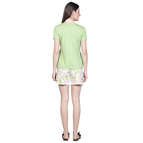 Image of Club A9 Women Cotton Regular Fit T-Shirt and Shorts Night Suit | Two Piece Set