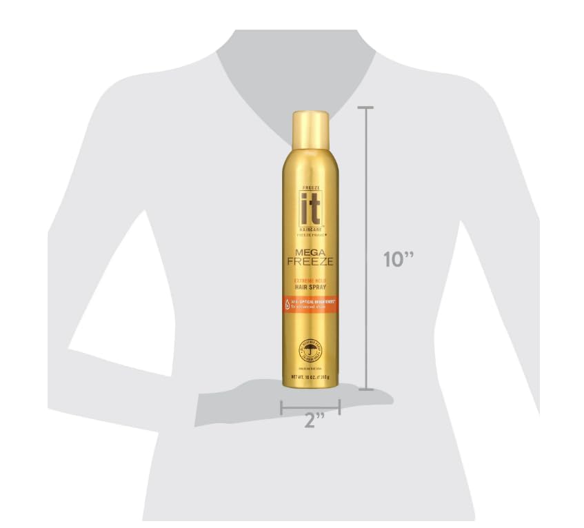 F'reeze IT Mega Freeze Hair Spray, Extreme Hold, 10 oz Each, 2 Pack – Long-Lasting Maximum Hold Hairspray for All Hair Types, Humidity Resistant, Fast-Drying Formula - Image 4