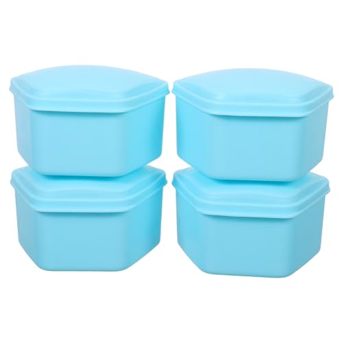 Yardwe 4 piezas Estuche Trapezoidal para Dentaduras Caja Plástica Portátil con Tapa Hermética para Almacenamiento Seguro y Limpieza de Retenedores para Viaje y Uso Diario