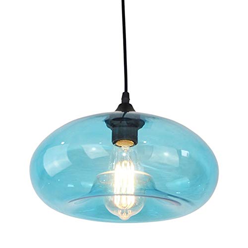 Lampe suspendue au plafond en cristal bleu pour café branché