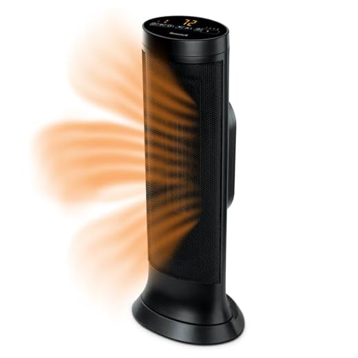 Honeywell Slim Ceramic Tower Heater, Large Room, Black – Easy to Use Ceramic Heater – Slim Space Heater with Two Heat Settings