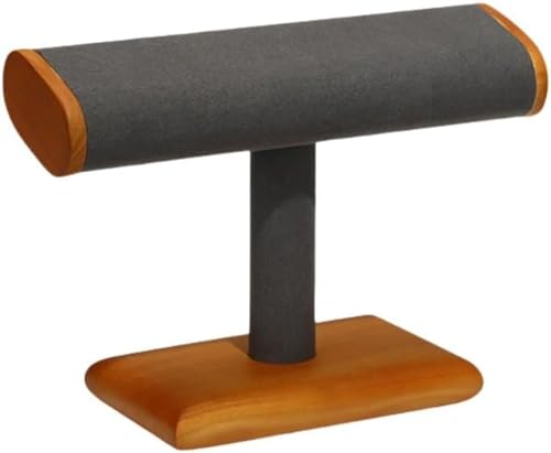 腕時計スタンド、木製、2〜4本収納、ボックス、アクセサリー無垢材ブレスレットラック、ジュエリーブレスレット、ヘアバンド、ジュエリーディスプレイカウンター、ディスプレイ (単層,グレー)