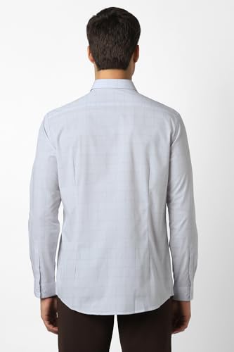 Image of Peter England Men's Micro-Checkered Formal Slim Fit Full Sleeve Shirt | Cotton Rich