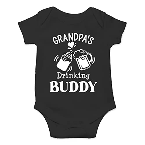 Grandpas Drinking Buddy - Family Humor Funny Baby Bodysuit (NB Black)