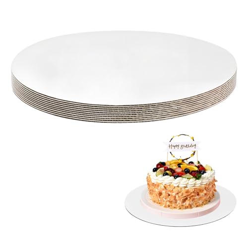volumoon Bandeja de Pastel Redonda, 10 Piezas Soportes Redondos para Tartas de 30 cm, Carton Bandeja de Tartas Reutilizable, Soportes para Pasteles para Postres, Fiestas de Cumpleaños (Blanco)