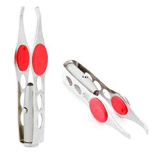 LHKJ Pinzas Cejas, Pinzas de Acero Inoxidable con Luz, Herramienta de Maquillaje para Cosméticos de Cejas, Pinzas Depilar para Quitar el Pelo de Pestañas