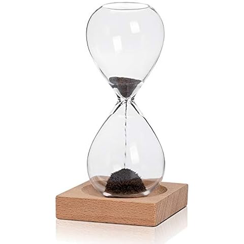 WARMBUY Magnetic Hourglass Decorative Sand Timer with a Base for Desk Decoration Black Cover