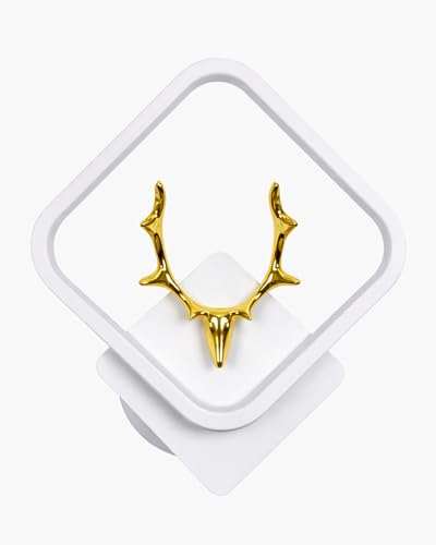 Image of Homesake LED Wall Lamp for Living Room Bedroom, Modern Golden Deer Decorative Wall Light, Warm White Indoor Designer Home Decor Light, Stag Face, Square Frame, (White, Square)