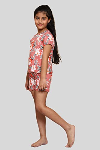 Image of FNOCKS Girls Printed Night Suit, Top & Bottom Set Half Sleeve. Girls Night Wear | Lounge Wear (100% Pure Cotton Hosiery Material)