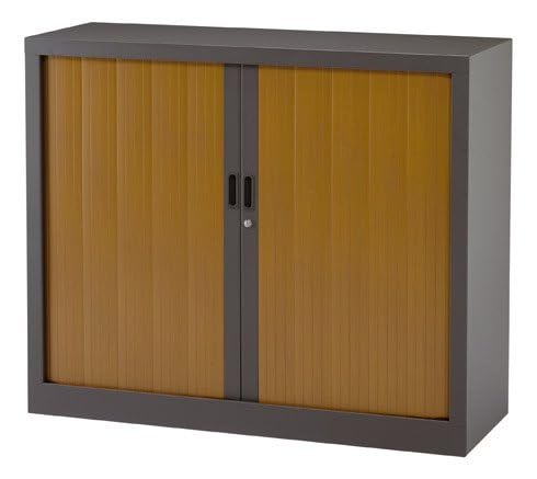 VINCO Armoire Basse à Rideaux monoblocs Generic 100 x 120 cm Anthracite-merisier