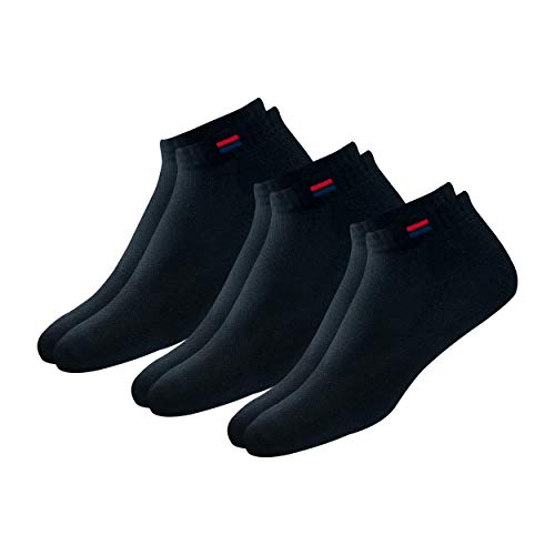 NAVYSPORT Men's Cotton Solid Ankle Socks, Pack of 3 (Black) NAVYSPORT Men's Cotton Solid Ankle Socks, Pack of 3 (Black)