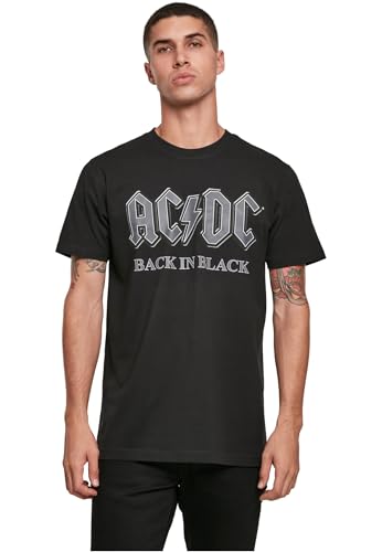 MERCHCODE Mc480 acdc Back in Black tee Camiseta, Negro, 4XL Hombres