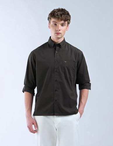 Image of Flying Machine Men's Regular Fit Shirt | Solid | Long Sleeves | Shirt for Man
