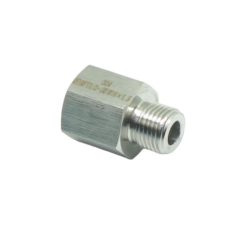1 Piece 1/2" NPT Pipe Female x M16 x1.5 Male Metric Gauge Adapter Stainless 304 Oil Fuel Air