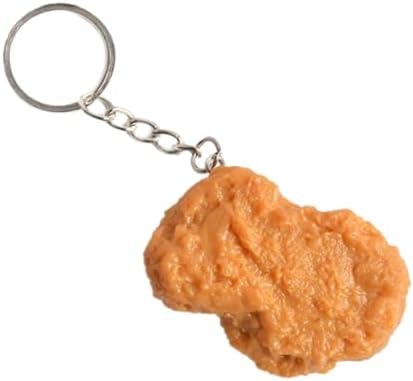tenghong2021 Imitation Food Keychain Fried Chicken Leg Nuggets Wing Creative Keyring Fun Cute Handbag Purse Car Accessories