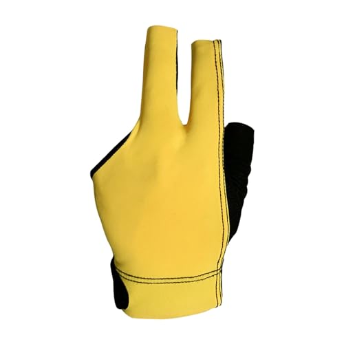 Three Fingers Billiard Glove Snooker Cue Gloves Elastic Nonslip Practice Gym Separate Finger Gloves Pool Cue Gloves, Yellow