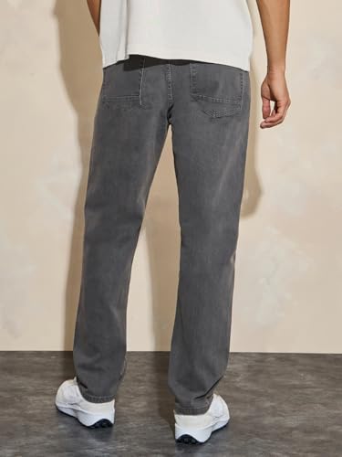 Image of Styli Men Solid Balloon Fit Jeans | Stretchable & Comfort, Mid-Rise Casual Denim Pants for Everyday Wear |Machine Washable