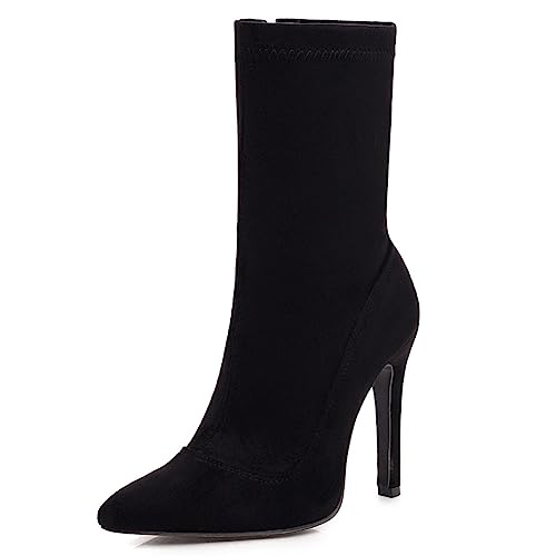 Bottines talons aiguilles stretch noir pointure 41 à bout pointu pour femmes