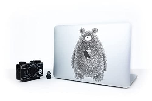 Laptop Stickers MacBook Decal - Removable Vinyl with Apple Diecut - Animal Bear Decal Doodle Black Sticker Skin for MacBook Air Pro 13 15 inch Mac Retina Best Decorative Sticker by Artsybb