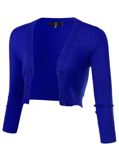 Image of Allsense Women's Cropped Bolero Shrug Cardigan | 3 /4 Sleeve, Button Down, Lightweight Knit Sweater