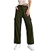 Sinzelimin Women's Corduroy Pants Fashion Solid Color Loose Comfy Wide Leg Sweatpant Lace up Elastic Waist Jogger Trouser Green XX-Large