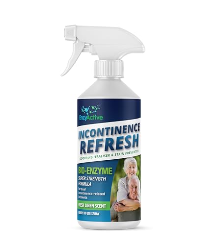 EnzyActive Incontinence ReFresh Odour & Stain Preventer Enzymes-Carpet Cleaner Upholstery Cleaner Shoe freshner Linen 500ml Spray Odouriser-Urine Sweat Faeces Sick & Dual Incontinence