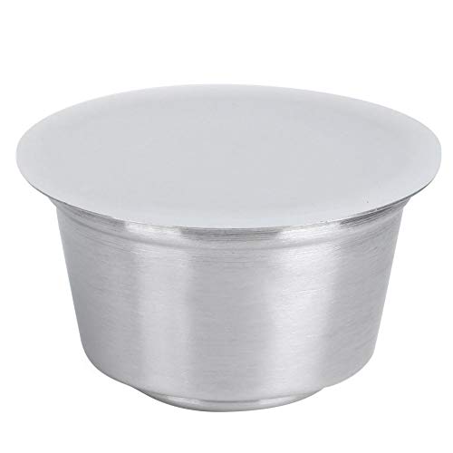 Fdit Silicone Stainless Steel Reusable Refillable Capsule Cup with Pressed Powder Cover Fit for Dolce Gusto Maker 40ml(1#)