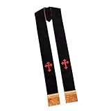 Hkfgdjdl Eleganter schwarzer Schal, Zeremonie, Schal, leicht, Polyester, Klerus, Pastor, Stola für Dienstleistungen